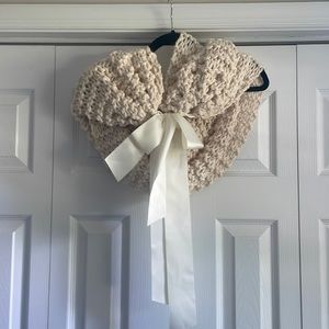 Cream knit fall wedding shawl/wrap